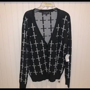 Anthropologie Pol BLACK CARDIGAN SWEATER Cross